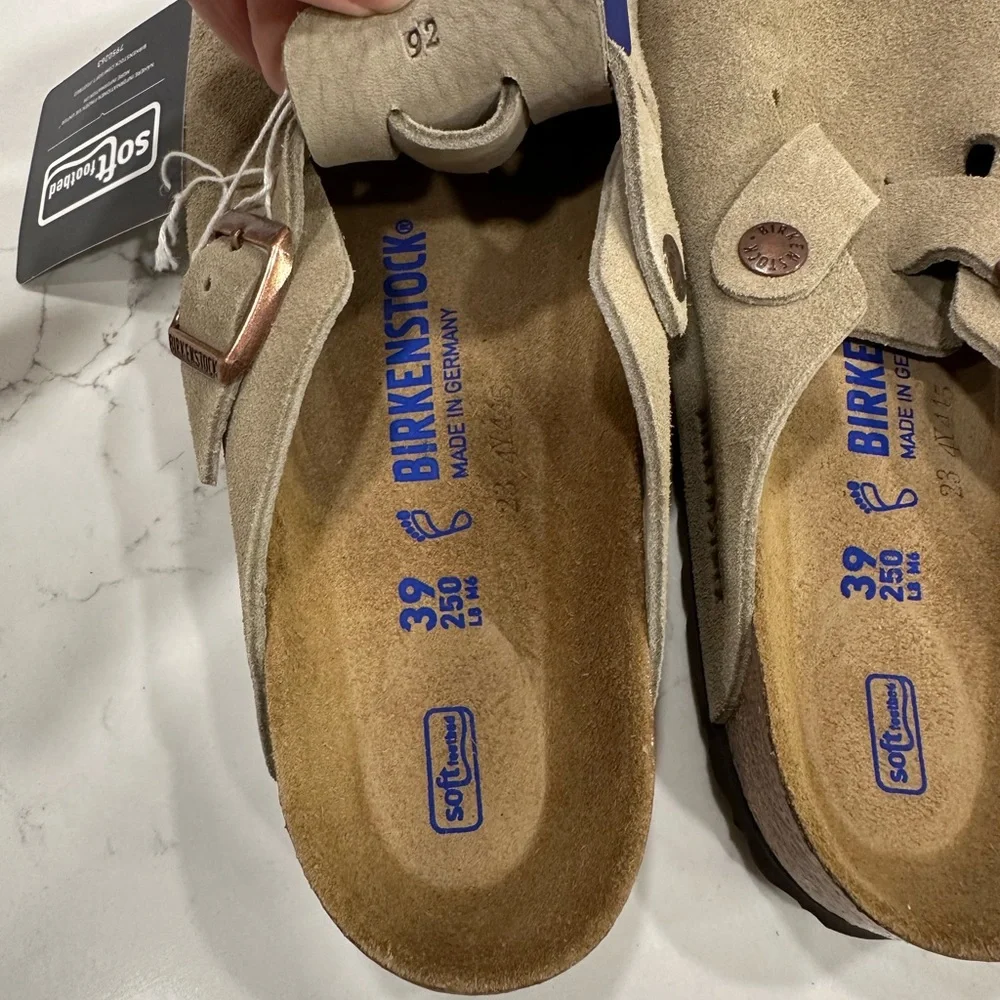 Birkenstock Adult Suede Boston Clogs - Taupe - Picture 5 of 6